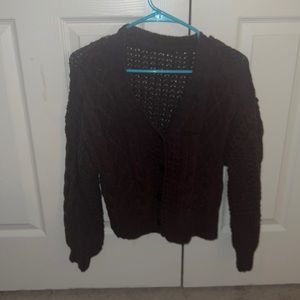 Brown Button Down Cardigan with Detailing